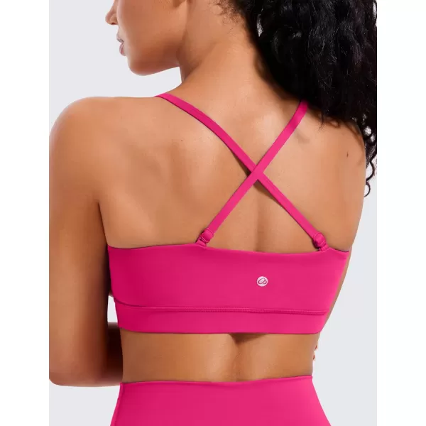 CRZ YOGA Butterluxe Womens Adjustable Spaghetti Thin Strap Sports Bra  Padded Wireless Square Neck Workout Yoga BraGranita Pink