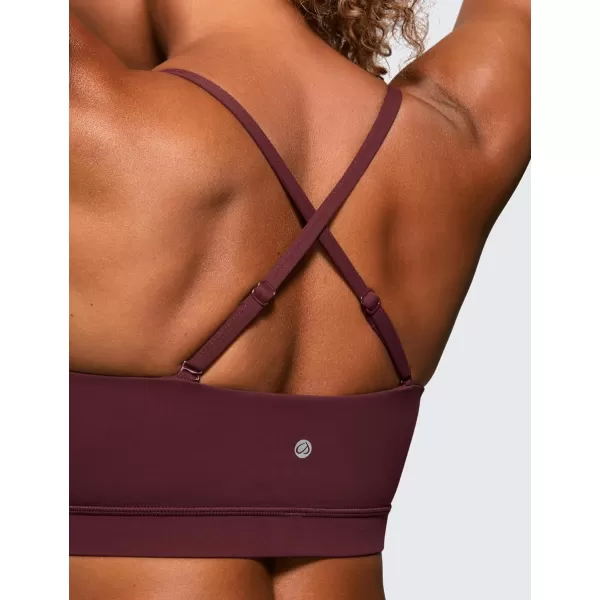 CRZ YOGA Butterluxe Womens Adjustable Spaghetti Thin Strap Sports Bra  Padded Wireless Square Neck Workout Yoga BraRed Merlot