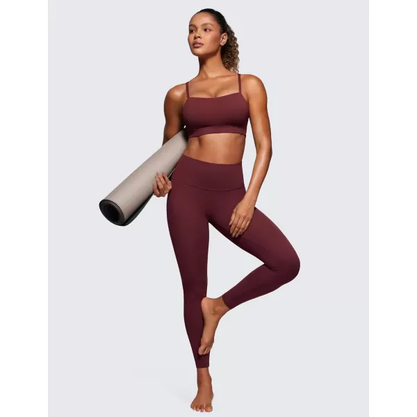 CRZ YOGA Butterluxe Womens Adjustable Spaghetti Thin Strap Sports Bra  Padded Wireless Square Neck Workout Yoga BraRed Merlot