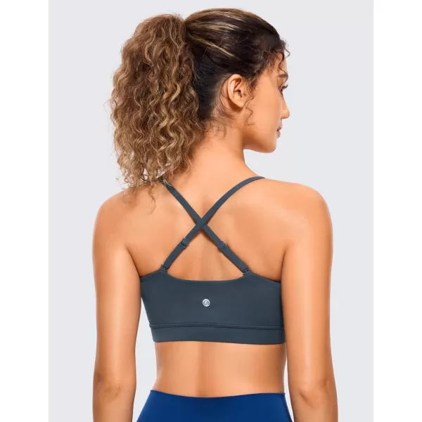 CRZ YOGA Butterluxe Womens Adjustable Spaghetti Thin Strap Sports Bra  Padded Wireless Square Neck Workout Yoga BraStelindigo