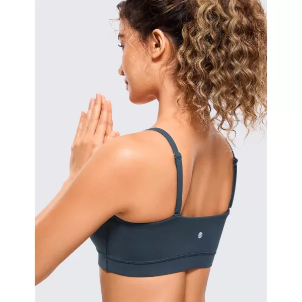 CRZ YOGA Butterluxe Womens Adjustable Spaghetti Thin Strap Sports Bra  Padded Wireless Square Neck Workout Yoga BraStelindigo