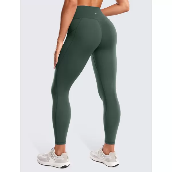 CRZ YOGA Butterluxe Womens Crossover Waist Workout Leggings with Pockets 25  V Cross High Waist Gym Lounge Yoga PantsDark Forest Green