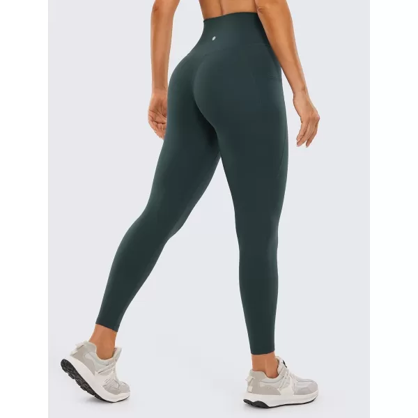 CRZ YOGA Butterluxe Womens Crossover Waist Workout Leggings with Pockets 25  V Cross High Waist Gym Lounge Yoga PantsForest Dark Green