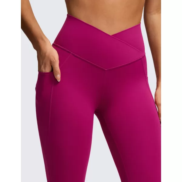 CRZ YOGA Butterluxe Womens Crossover Waist Workout Leggings with Pockets 25  V Cross High Waist Gym Lounge Yoga PantsMagenta Purple