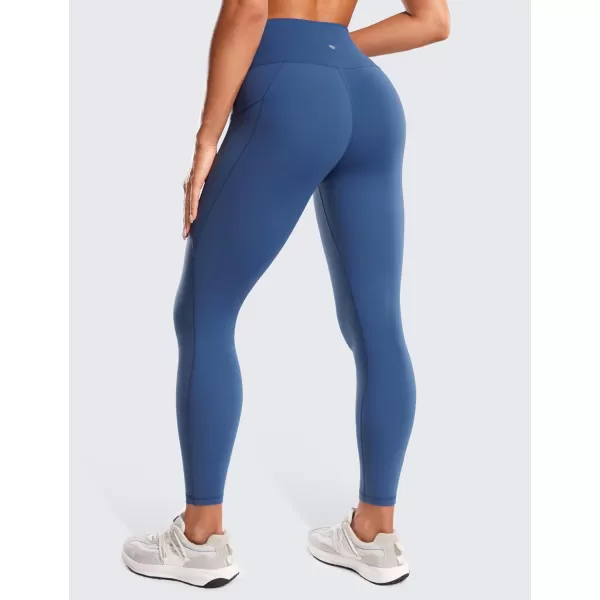 CRZ YOGA Butterluxe Womens Crossover Waist Workout Leggings with Pockets 25  V Cross High Waist Gym Lounge Yoga PantsPitch Blue