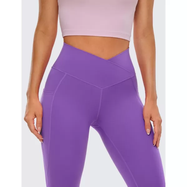 CRZ YOGA Butterluxe Womens Crossover Waist Workout Leggings with Pockets 25  V Cross High Waist Gym Lounge Yoga PantsRoyal Lilac