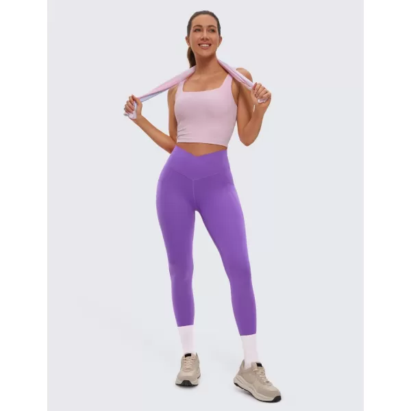 CRZ YOGA Butterluxe Womens Crossover Waist Workout Leggings with Pockets 25  V Cross High Waist Gym Lounge Yoga PantsRoyal Lilac