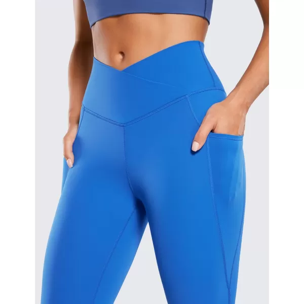 CRZ YOGA Butterluxe Womens Crossover Waist Workout Leggings with Pockets 25  V Cross High Waist Gym Lounge Yoga PantsSparkle Blue