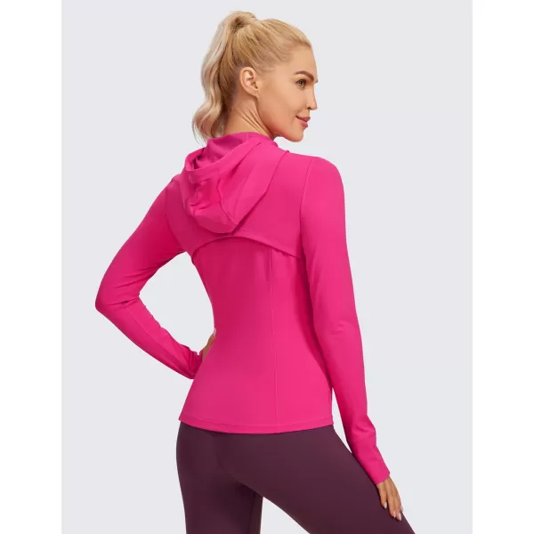 CRZ YOGA Butterluxe Womens Hooded Workout Jacket  Zip Up Athletic Running Jacket with Back Mesh Vent  Thumb HolesGranita Pink