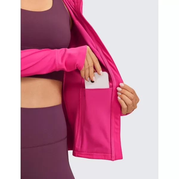 CRZ YOGA Butterluxe Womens Hooded Workout Jacket  Zip Up Athletic Running Jacket with Back Mesh Vent  Thumb HolesGranita Pink