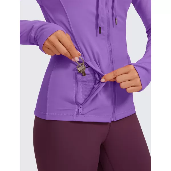 CRZ YOGA Butterluxe Womens Hooded Workout Jacket  Zip Up Athletic Running Jacket with Back Mesh Vent  Thumb HolesRoyal Lilac