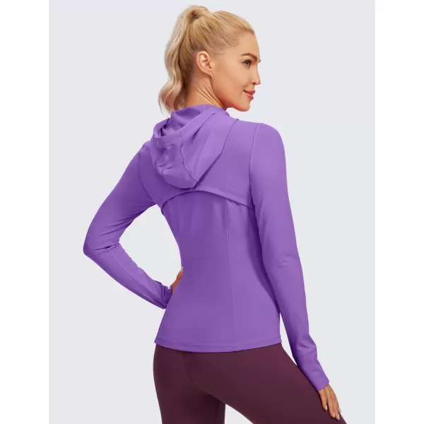 CRZ YOGA Butterluxe Womens Hooded Workout Jacket  Zip Up Athletic Running Jacket with Back Mesh Vent  Thumb HolesRoyal Lilac