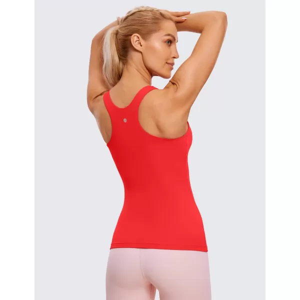 CRZ YOGA Butterluxe Womens Racerback High Neck Tank Top  with Built in Bra Workout Padded Yoga Athletic CamisoleDeep Red