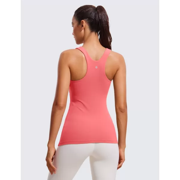 CRZ YOGA Butterluxe Womens Racerback High Neck Tank Top  with Built in Bra Workout Padded Yoga Athletic CamisoleRaspberry Sorbet