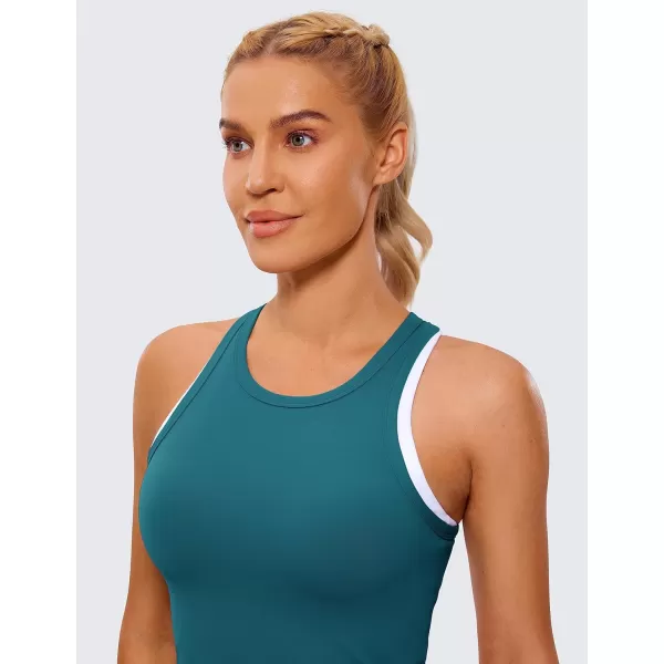 CRZ YOGA Butterluxe Womens Racerback Tank Top High Neck Workout Tops Athletic Sleeveless Top Camisole Gym TanksBorealis Green