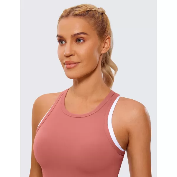 CRZ YOGA Butterluxe Womens Racerback Tank Top High Neck Workout Tops Athletic Sleeveless Top Camisole Gym TanksBriar Rose