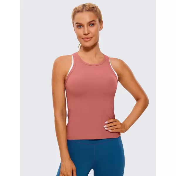 CRZ YOGA Butterluxe Womens Racerback Tank Top High Neck Workout Tops Athletic Sleeveless Top Camisole Gym TanksBriar Rose