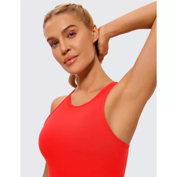 CRZ YOGA Butterluxe Womens Racerback Tank Top High Neck Workout Tops Athletic Sleeveless Top Camisole Gym TanksDark Red