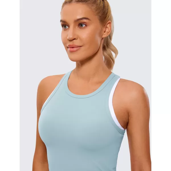 CRZ YOGA Butterluxe Womens Racerback Tank Top High Neck Workout Tops Athletic Sleeveless Top Camisole Gym TanksLight Grayish Blue