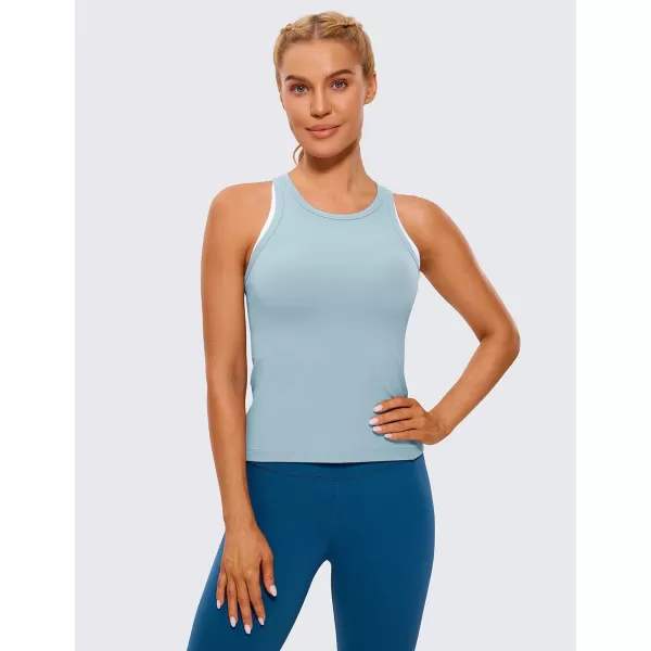 CRZ YOGA Butterluxe Womens Racerback Tank Top High Neck Workout Tops Athletic Sleeveless Top Camisole Gym TanksLight Grayish Blue