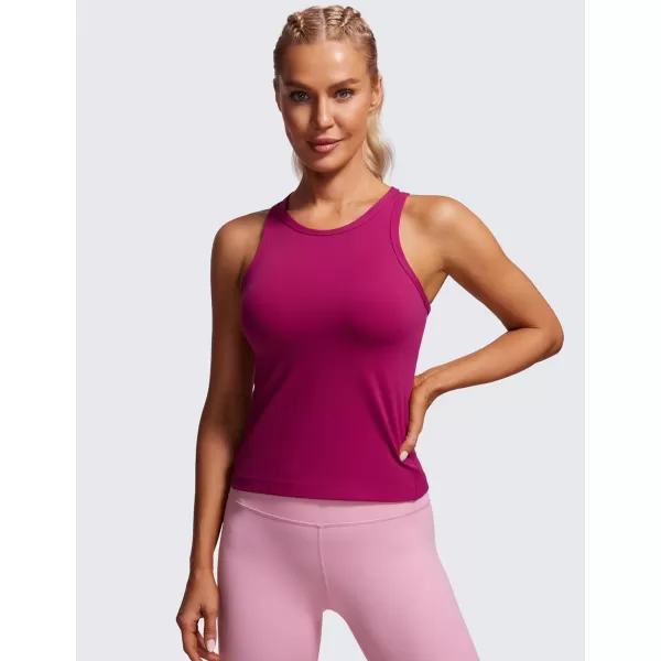 CRZ YOGA Butterluxe Womens Racerback Tank Top High Neck Workout Tops Athletic Sleeveless Top Camisole Gym TanksMagenta Purple