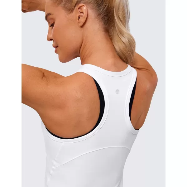 CRZ YOGA Butterluxe Womens Racerback Tank Top High Neck Workout Tops Athletic Sleeveless Top Camisole Gym TanksWhite