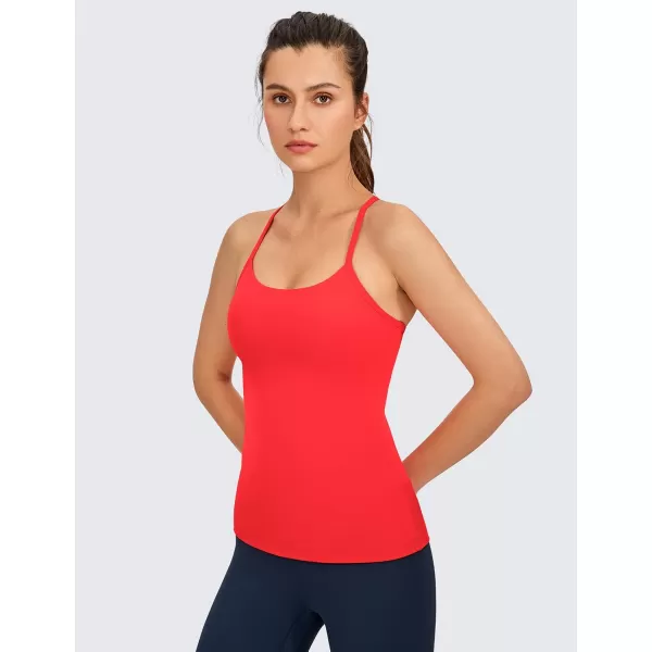 CRZ YOGA Butterluxe Womens Racerback Tank Top with Built in Bra  Spaghetti Thin Strap Padded Workout Slim Yoga CamisoleDeep Red