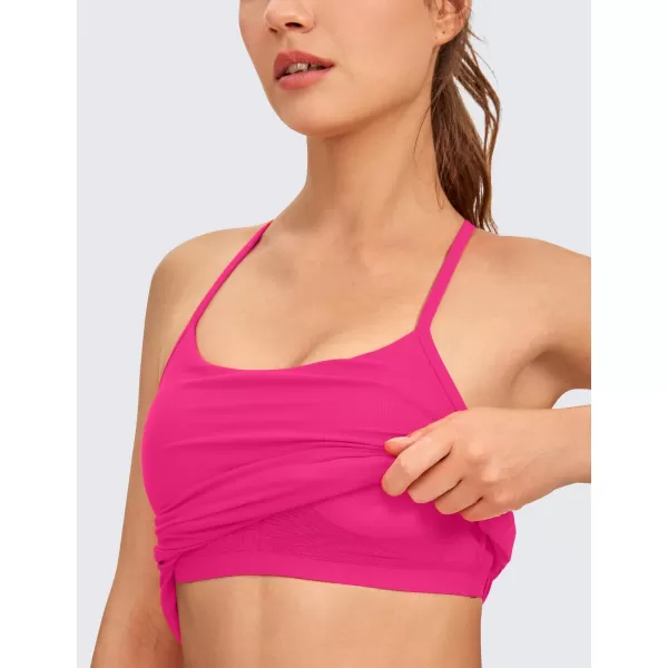 CRZ YOGA Butterluxe Womens Racerback Tank Top with Built in Bra  Spaghetti Thin Strap Padded Workout Slim Yoga CamisoleGranita Pink