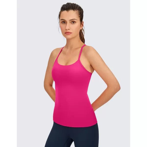 CRZ YOGA Butterluxe Womens Racerback Tank Top with Built in Bra  Spaghetti Thin Strap Padded Workout Slim Yoga CamisoleGranita Pink