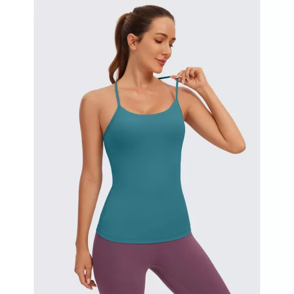 CRZ YOGA Butterluxe Womens Racerback Tank Top with Built in Bra  Spaghetti Thin Strap Padded Workout Slim Yoga CamisoleGreen Jade