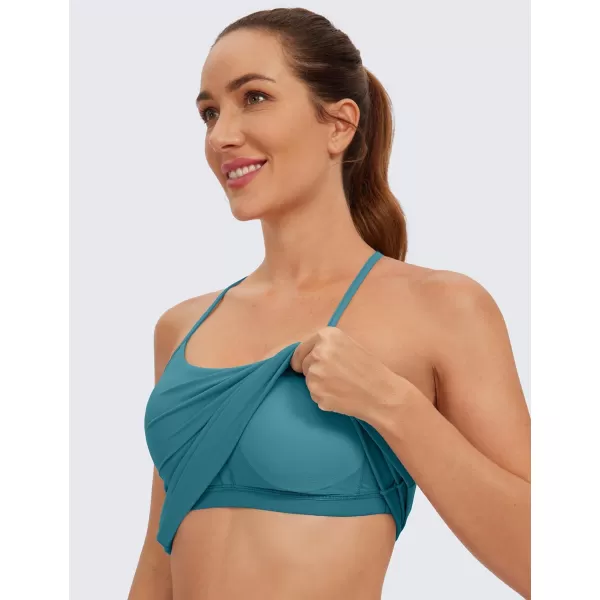 CRZ YOGA Butterluxe Womens Racerback Tank Top with Built in Bra  Spaghetti Thin Strap Padded Workout Slim Yoga CamisoleGreen Jade