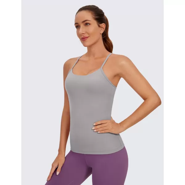 CRZ YOGA Butterluxe Womens Racerback Tank Top with Built in Bra  Spaghetti Thin Strap Padded Workout Slim Yoga CamisoleGull Gray