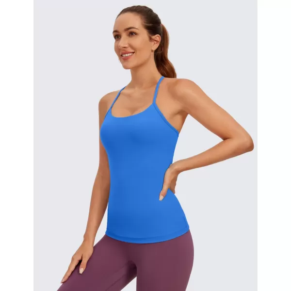 CRZ YOGA Butterluxe Womens Racerback Tank Top with Built in Bra  Spaghetti Thin Strap Padded Workout Slim Yoga CamisoleSparkle Blue