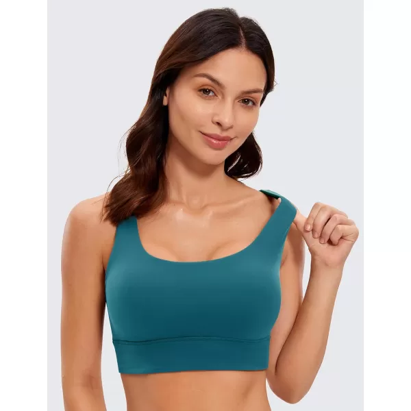 CRZ YOGA Butterluxe Womens U Back Sports Bra  Scoop Neck Padded Low Impact Yoga Bra Workout Crop Top with Built in BraBorealis Green