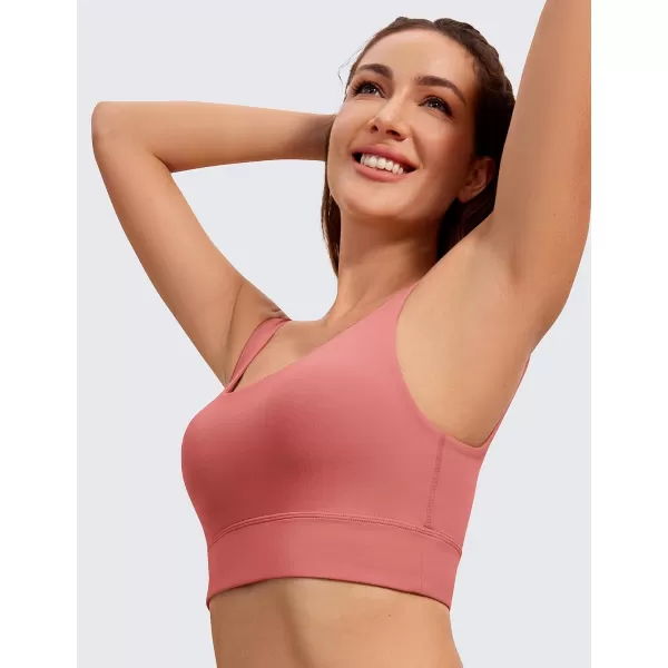 CRZ YOGA Butterluxe Womens U Back Sports Bra  Scoop Neck Padded Low Impact Yoga Bra Workout Crop Top with Built in BraBriar Rose