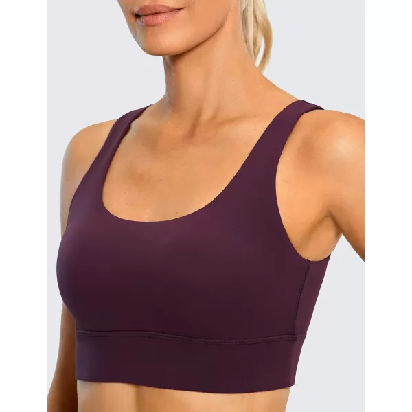 CRZ YOGA Butterluxe Womens U Back Sports Bra  Scoop Neck Padded Low Impact Yoga Bra Workout Crop Top with Built in BraDeep Purple