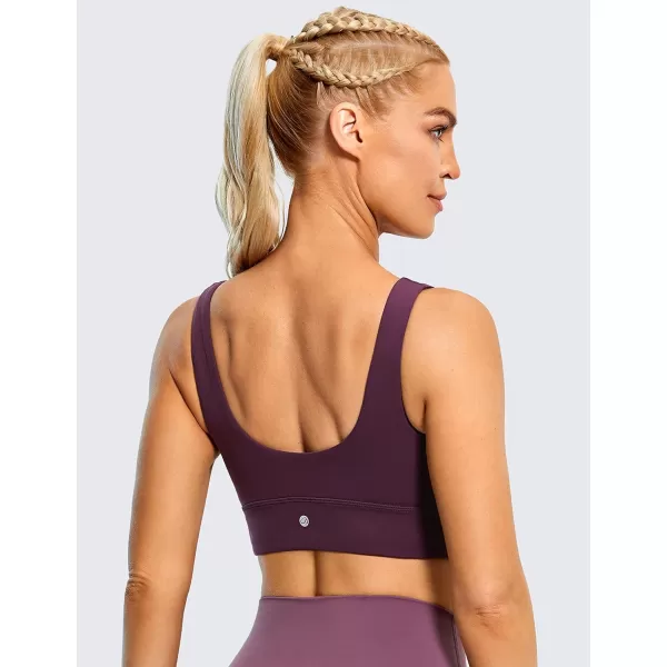 CRZ YOGA Butterluxe Womens U Back Sports Bra  Scoop Neck Padded Low Impact Yoga Bra Workout Crop Top with Built in BraDeep Purple