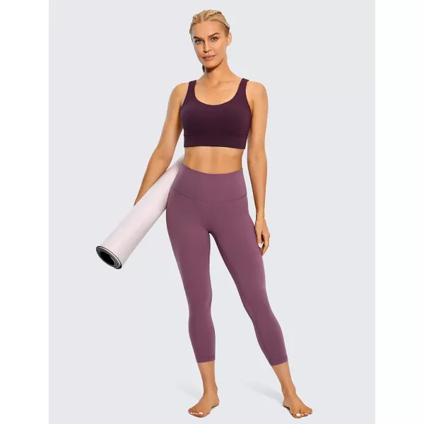 CRZ YOGA Butterluxe Womens U Back Sports Bra  Scoop Neck Padded Low Impact Yoga Bra Workout Crop Top with Built in BraDeep Purple