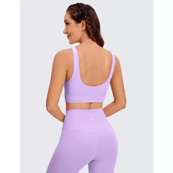 CRZ YOGA Butterluxe Womens U Back Sports Bra  Scoop Neck Padded Low Impact Yoga Bra Workout Crop Top with Built in BraElfin Purple