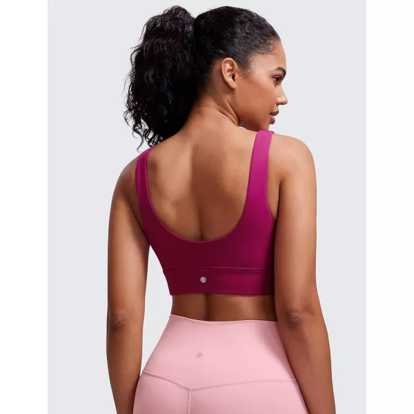 CRZ YOGA Butterluxe Womens U Back Sports Bra  Scoop Neck Padded Low Impact Yoga Bra Workout Crop Top with Built in BraMagenta Purple