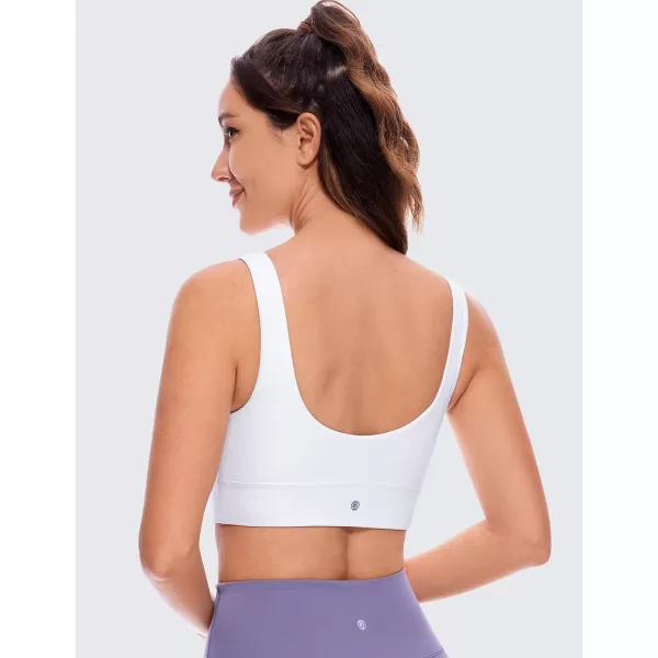 CRZ YOGA Butterluxe Womens U Back Sports Bra  Scoop Neck Padded Low Impact Yoga Bra Workout Crop Top with Built in BraWhite