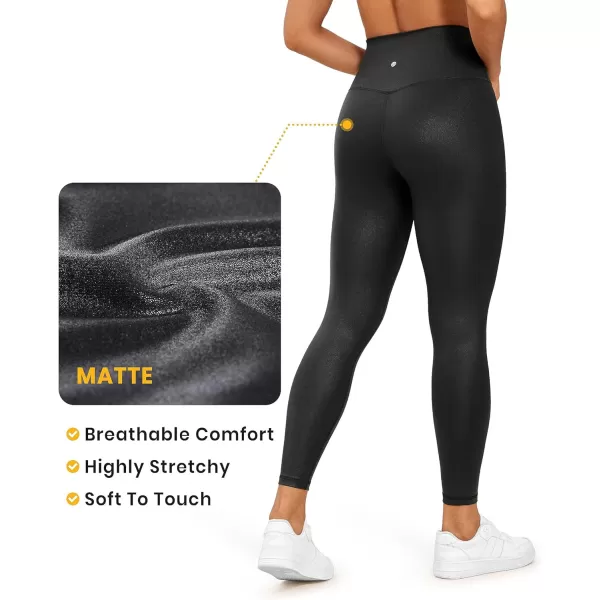 CRZ YOGA Butterluxe Womens V Cross Waist Workout Leggings 265  Crossover High Waist Long Gym Lounge Yoga Pants265 Height 54  57 Faux Leather Black