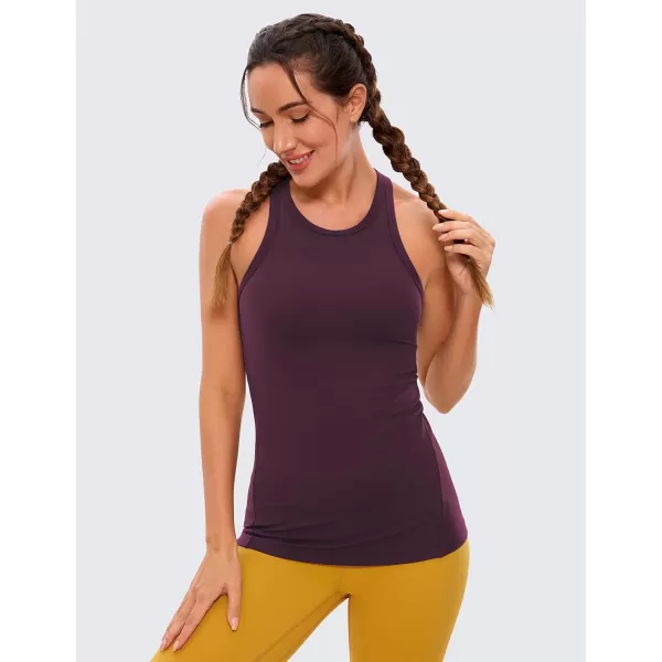 CRZ YOGA Butterluxe Womens Workout Racerback Tank Top High Neck Athletic Camisole Tanks Running Sleeveless Tops Gym ShirtsDeep Purple