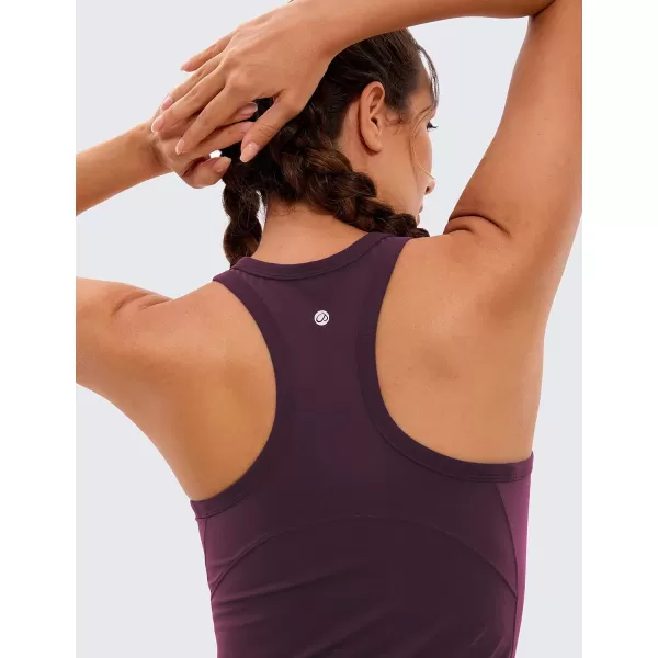 CRZ YOGA Butterluxe Womens Workout Racerback Tank Top High Neck Athletic Camisole Tanks Running Sleeveless Tops Gym ShirtsDeep Purple