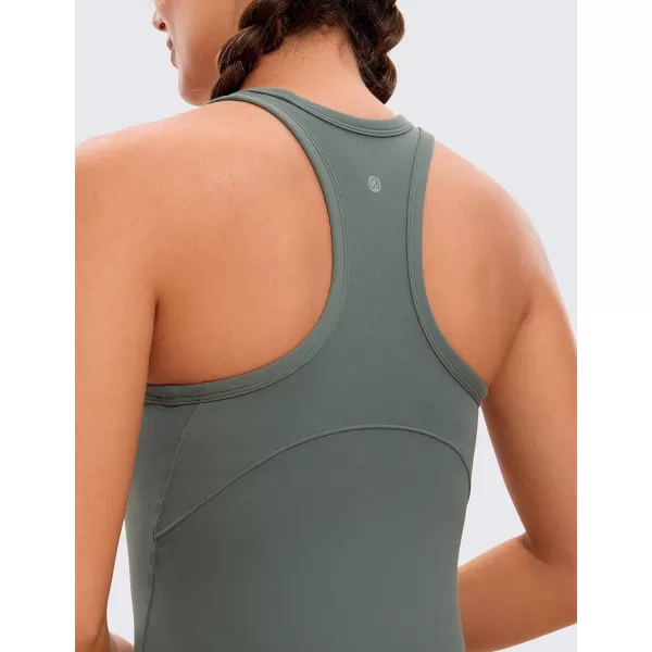 CRZ YOGA Butterluxe Womens Workout Racerback Tank Top High Neck Athletic Camisole Tanks Running Sleeveless Tops Gym ShirtsGrey Sage