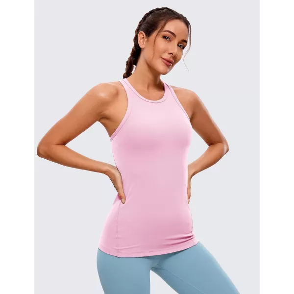 CRZ YOGA Butterluxe Womens Workout Racerback Tank Top High Neck Athletic Camisole Tanks Running Sleeveless Tops Gym ShirtsPink Peony