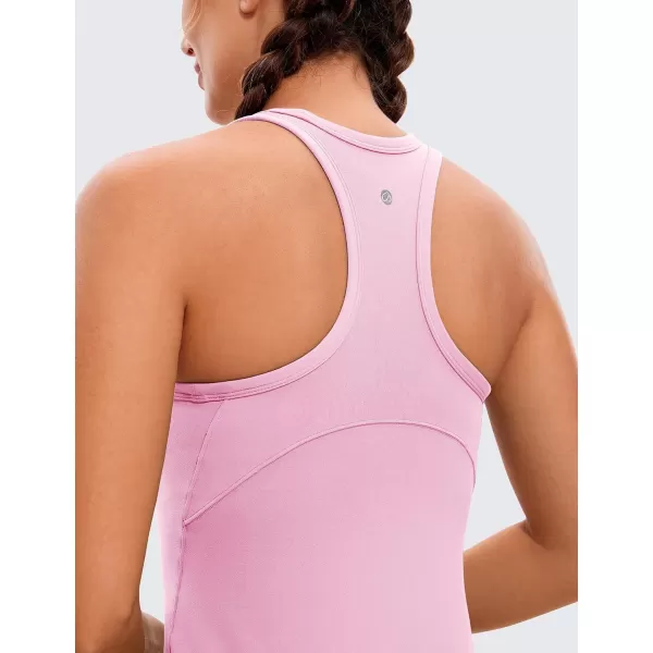 CRZ YOGA Butterluxe Womens Workout Racerback Tank Top High Neck Athletic Camisole Tanks Running Sleeveless Tops Gym ShirtsPink Peony