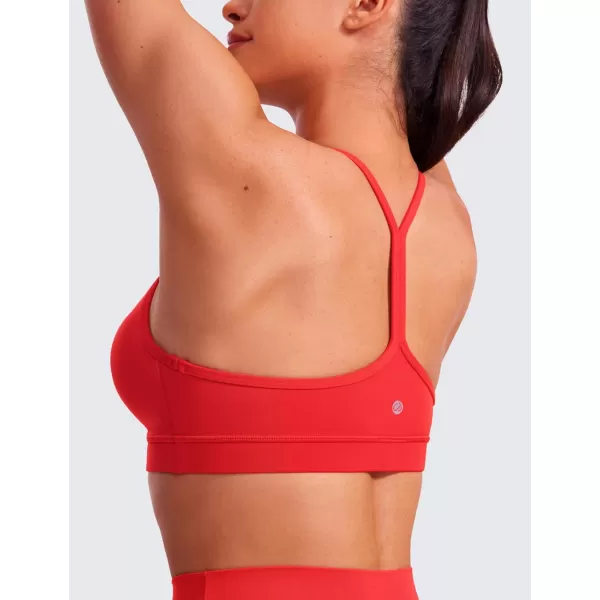 CRZ YOGA Butterluxe Womens Y Back Sports Bra  Padded Racerback Low Impact Spaghetti Thin Strap Workout Yoga BraDeep Red