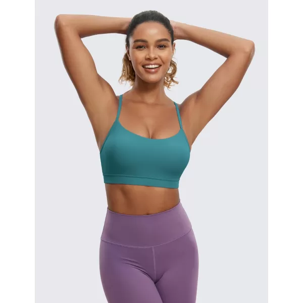 CRZ YOGA Butterluxe Womens Y Back Sports Bra  Padded Racerback Low Impact Spaghetti Thin Strap Workout Yoga BraGreen Jade