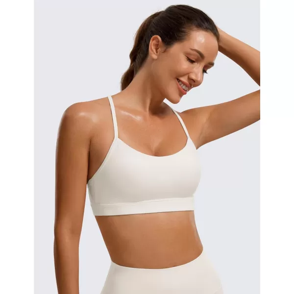 CRZ YOGA Butterluxe Womens Y Back Sports Bra  Padded Racerback Low Impact Spaghetti Thin Strap Workout Yoga BraMilky White Bone